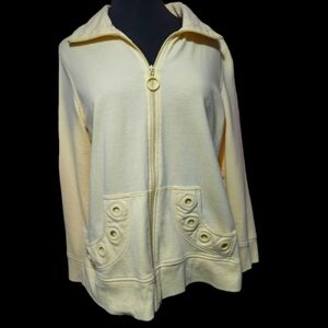 Coral Bay Yellow Jacket pockets zip up cotton size Large. Long sleeves